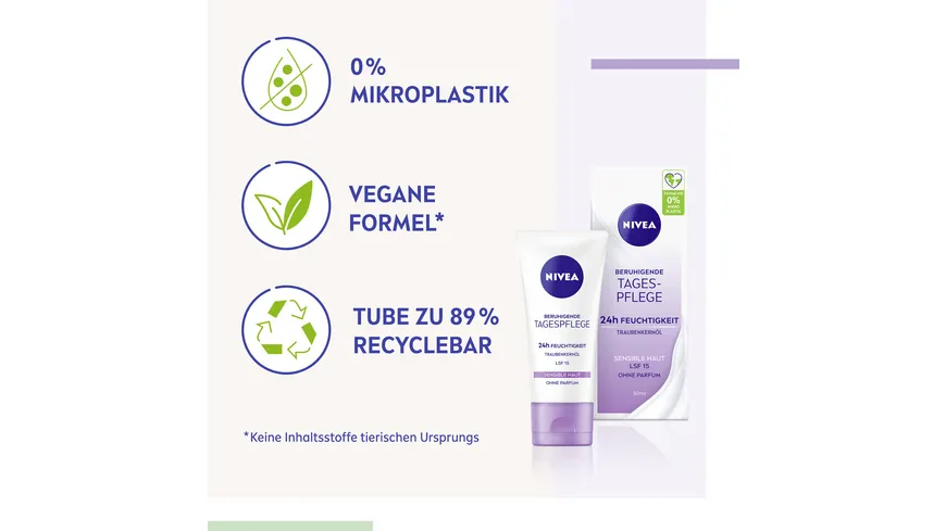 NIVEA Beruhigende Tagespflege 24h Feuchtigkeit Sensible Haut LSF15 50 ml