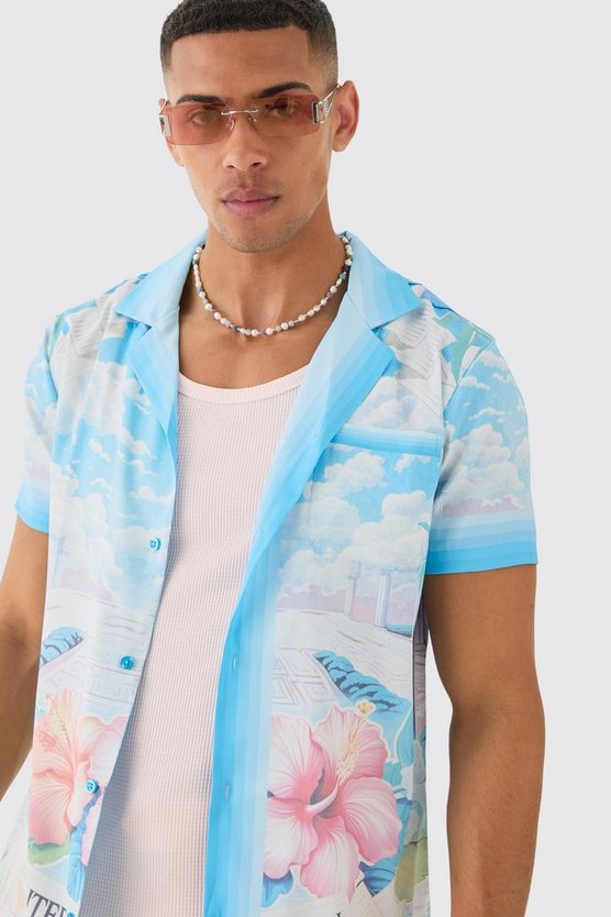 Kurzärmliges florales Hemd