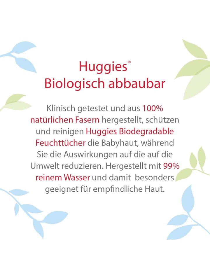HUGGIES Feuchttücher Baby Wipes Babytücher Natural Sensitive 12 x 48 Tücher günstig kaufen onesize