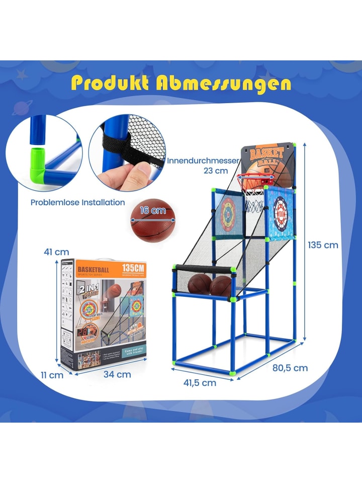 COSTWAY Arcade Basketball Spielset in Blau günstig kaufen 135 cm
