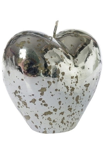 MyFlair Herzkerze in silber - Groß