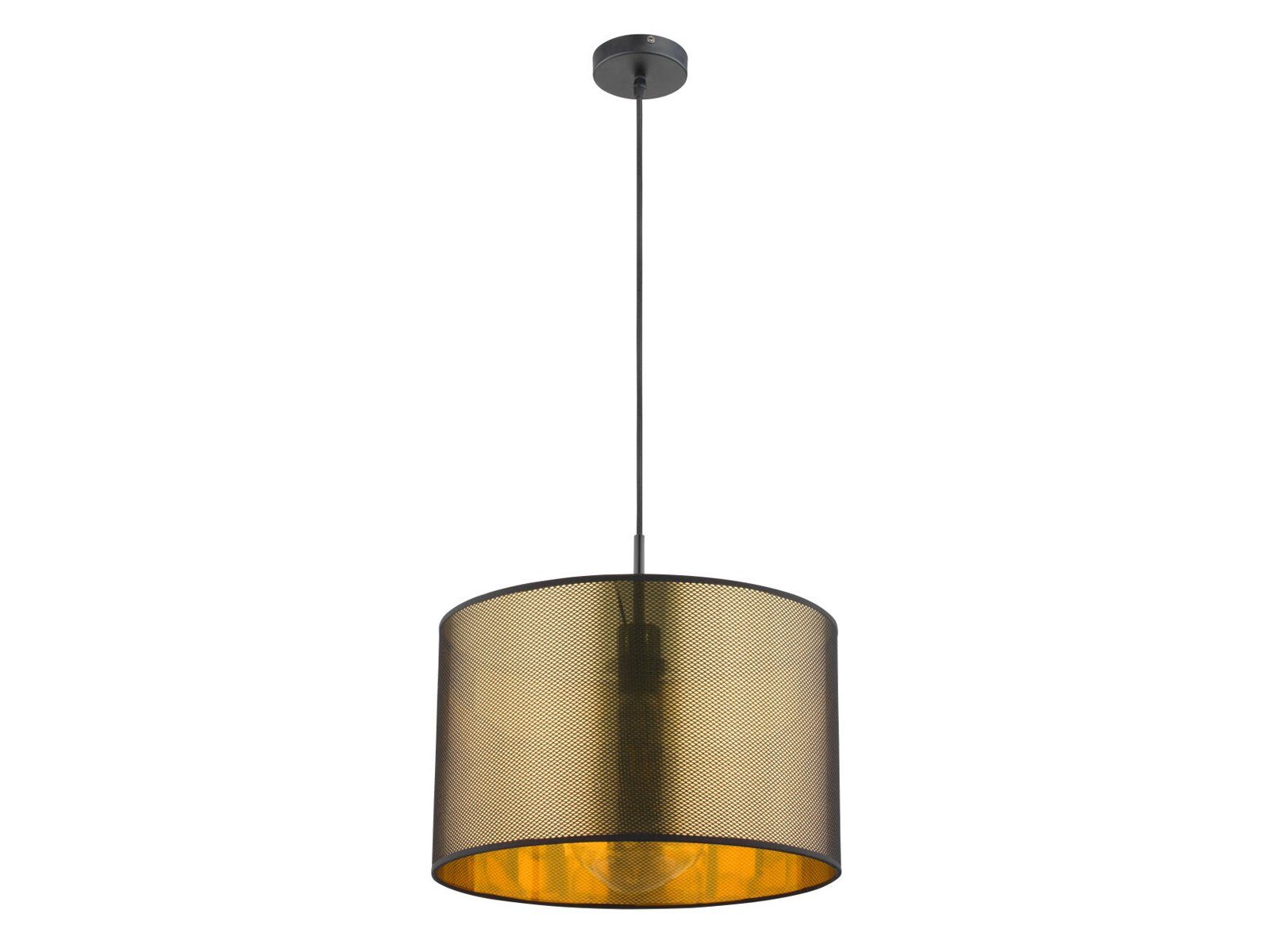 meineWunschleuchte LED Pendelleuchte, LED wechselbar, warmweiß, Designer-lampen Treppenhaus Esstisch Lampenschirme Stoff Golden, Ø40cm