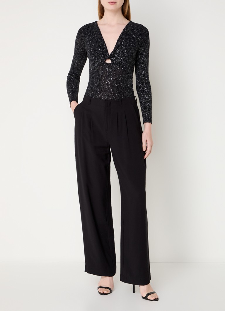 ba&sh Basile body top with knotted detail and lurex