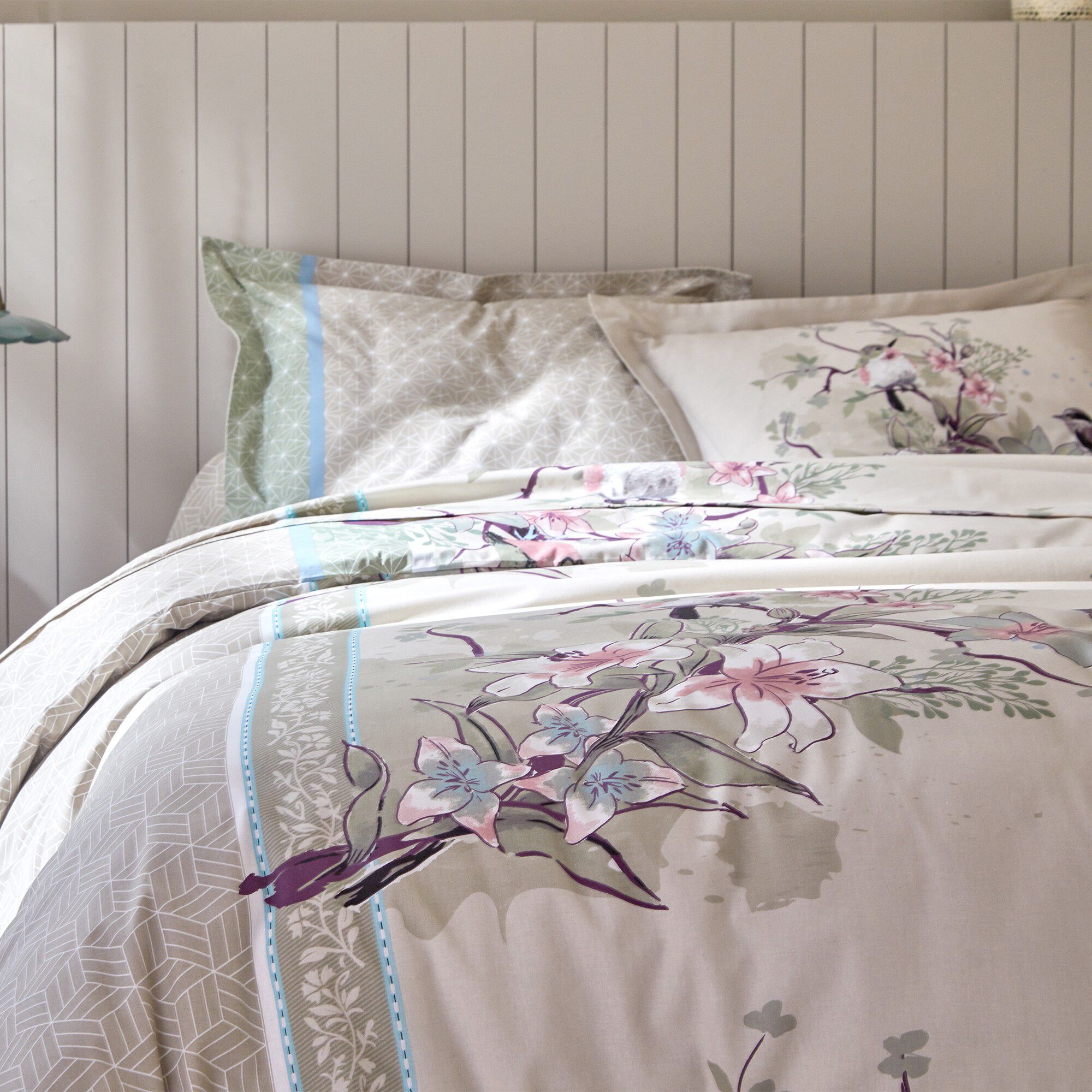 Linge de lit Birdy en coton imprimé oiseaux