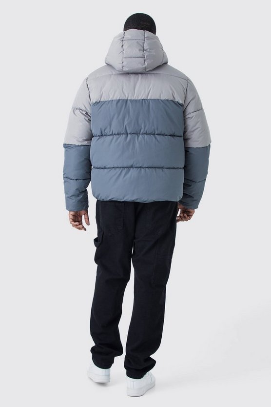 Plus Man Colorblock Steppjacke mit Kapuze