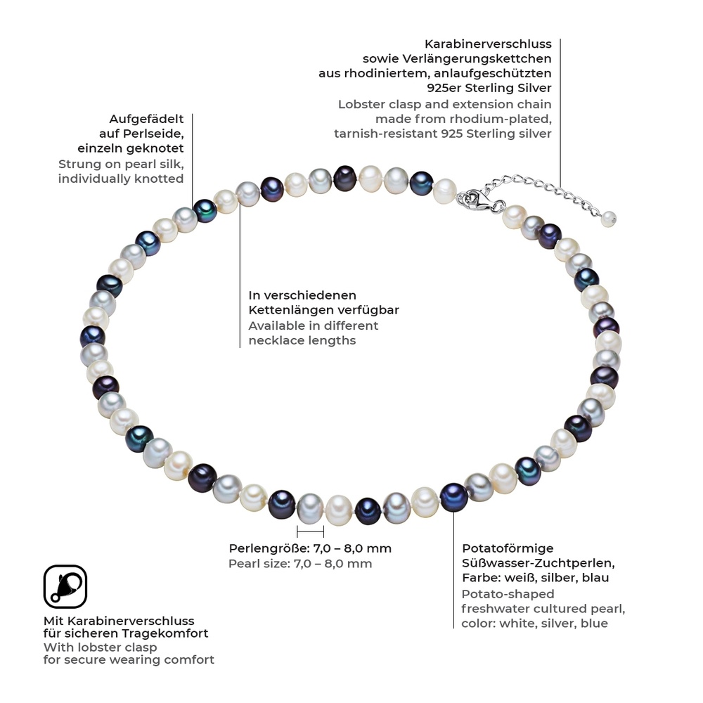 Valero Pearls Chaîne Argent sterling Perle de culture d'eau douce en Argent collier
