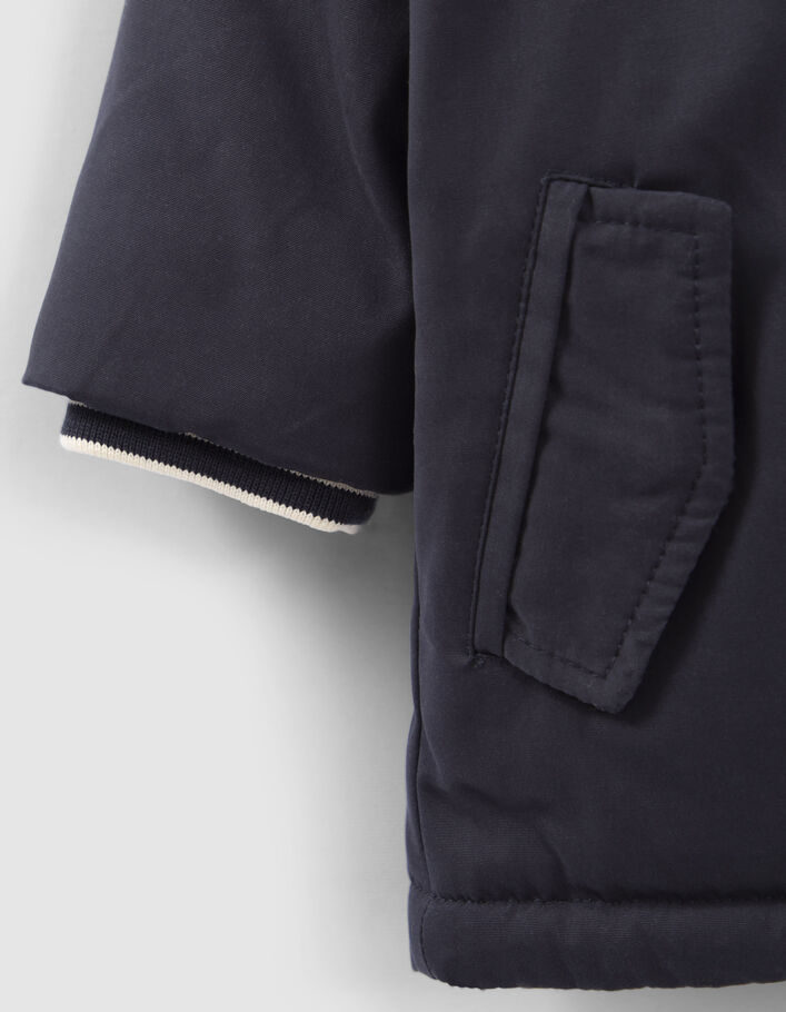 Parka marine fourrée à capuche bébé garçon