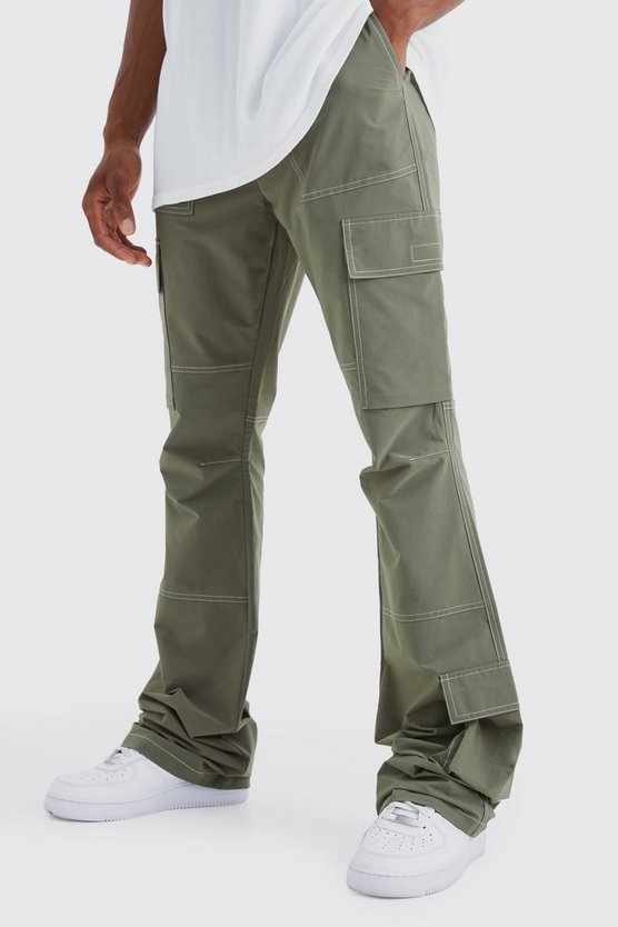 Slim-Fit Cargo-Hose mit Kontrast-Naht und elastischem Bund