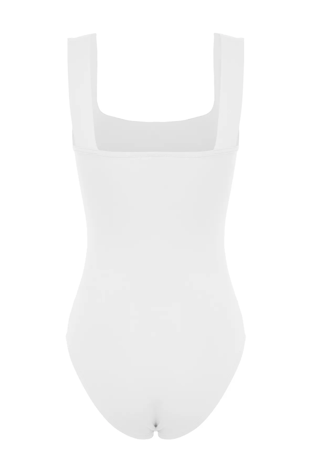 Trendyol Collection  Weißer taillierter/körperbetonter Rücken, detaillierter quadratischer Kragen, flexibler Strickbody mit Druckknöpfen TWOSS24BD00026