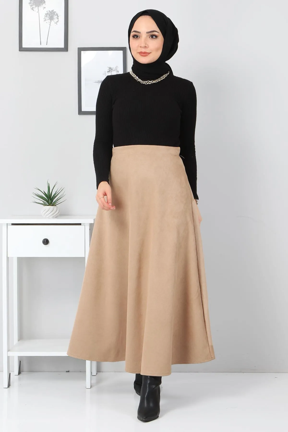 Tesettür Dünyası  Wildleder-Mevlana-Rock Tsd0036 Kamel