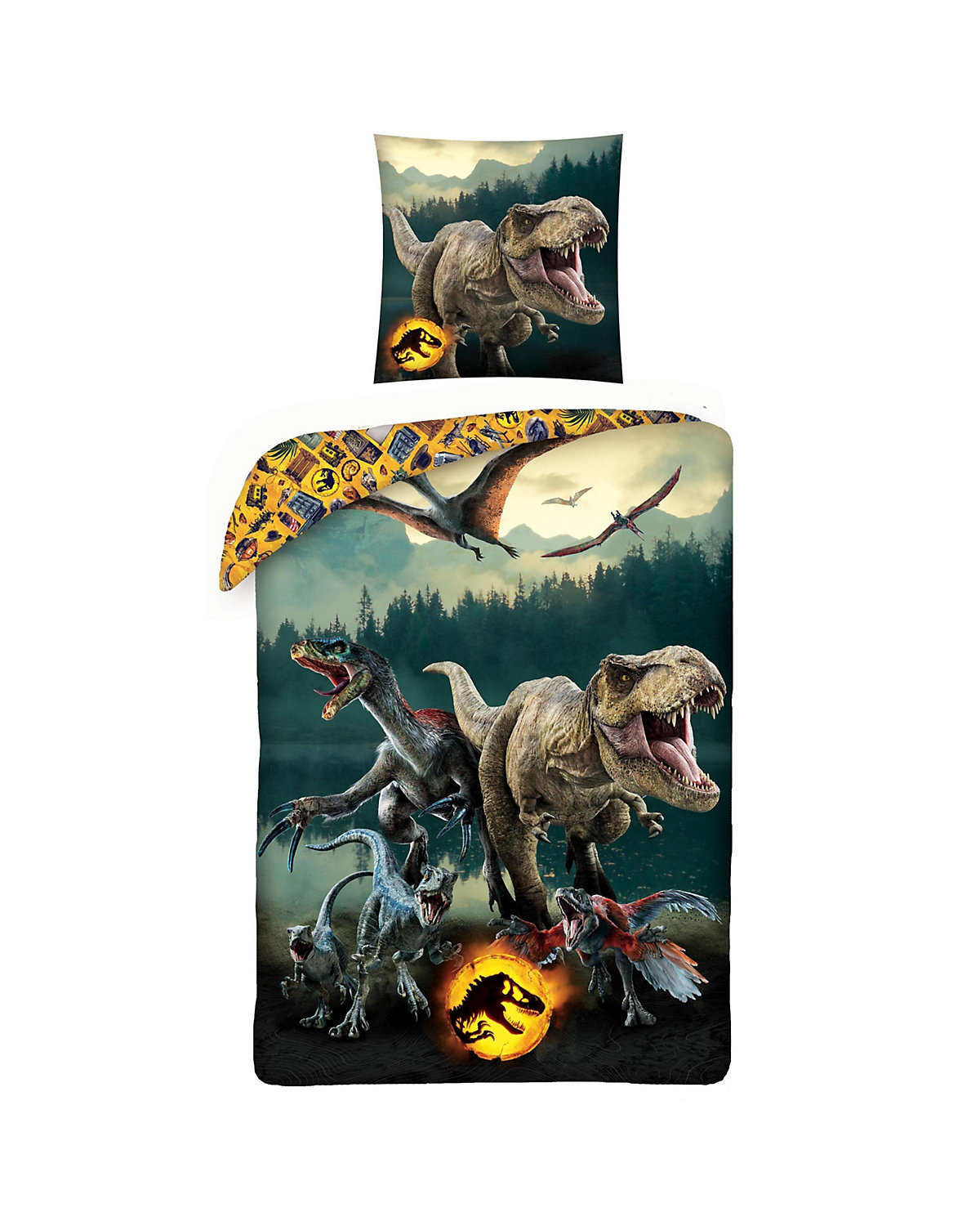 Bettwäsche Jungen Jurassic World Dinosaurier, Renforcé, 135 x 200 cm + 80 x 80 cm