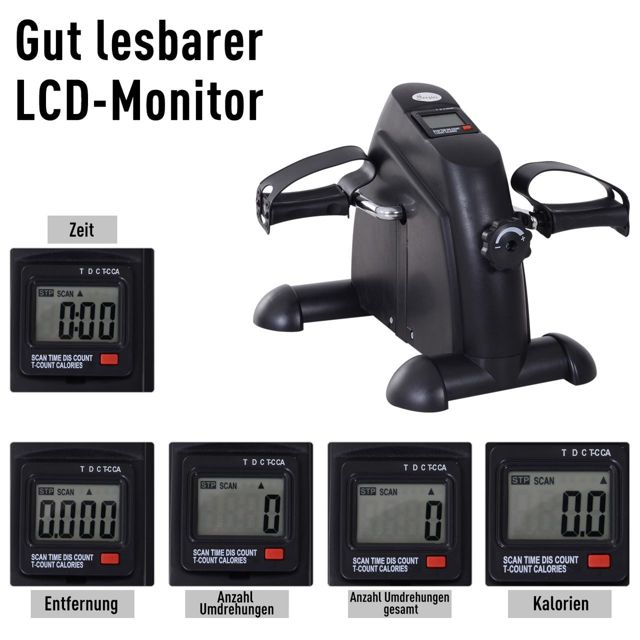 HOMCOM Heimtrainer Mini Bike Pedaltrainer Trainingsrad mit LCD-Display