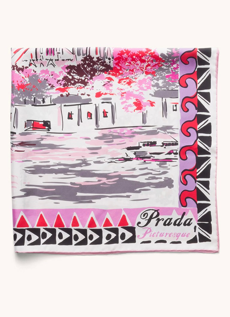 Eșarfă de mătase Prada Pittoresque Paris, 90 x 90 cm