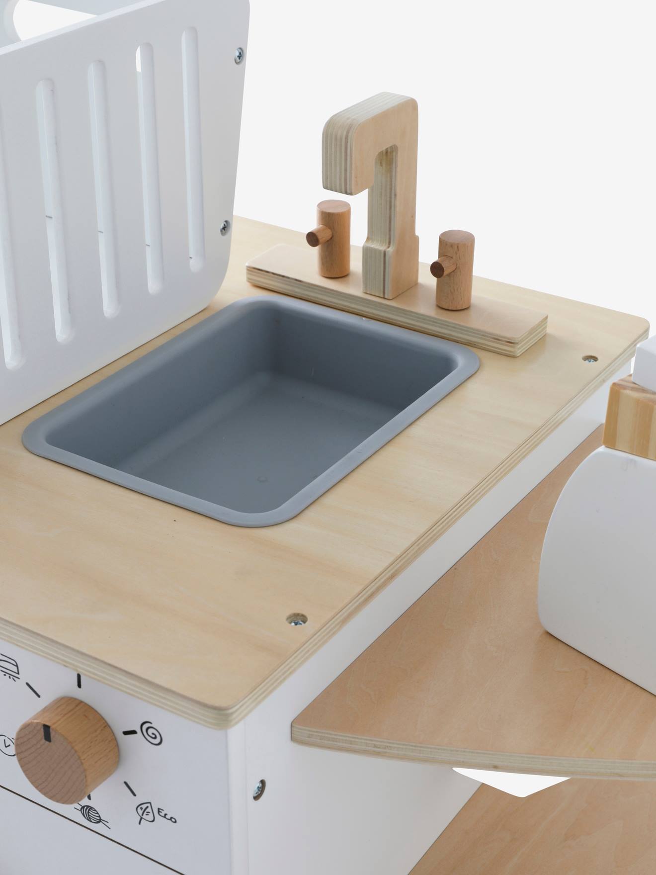 Vertbaudet Kinder Waschmaschine und Bügelstation, Holz FSC - weiß