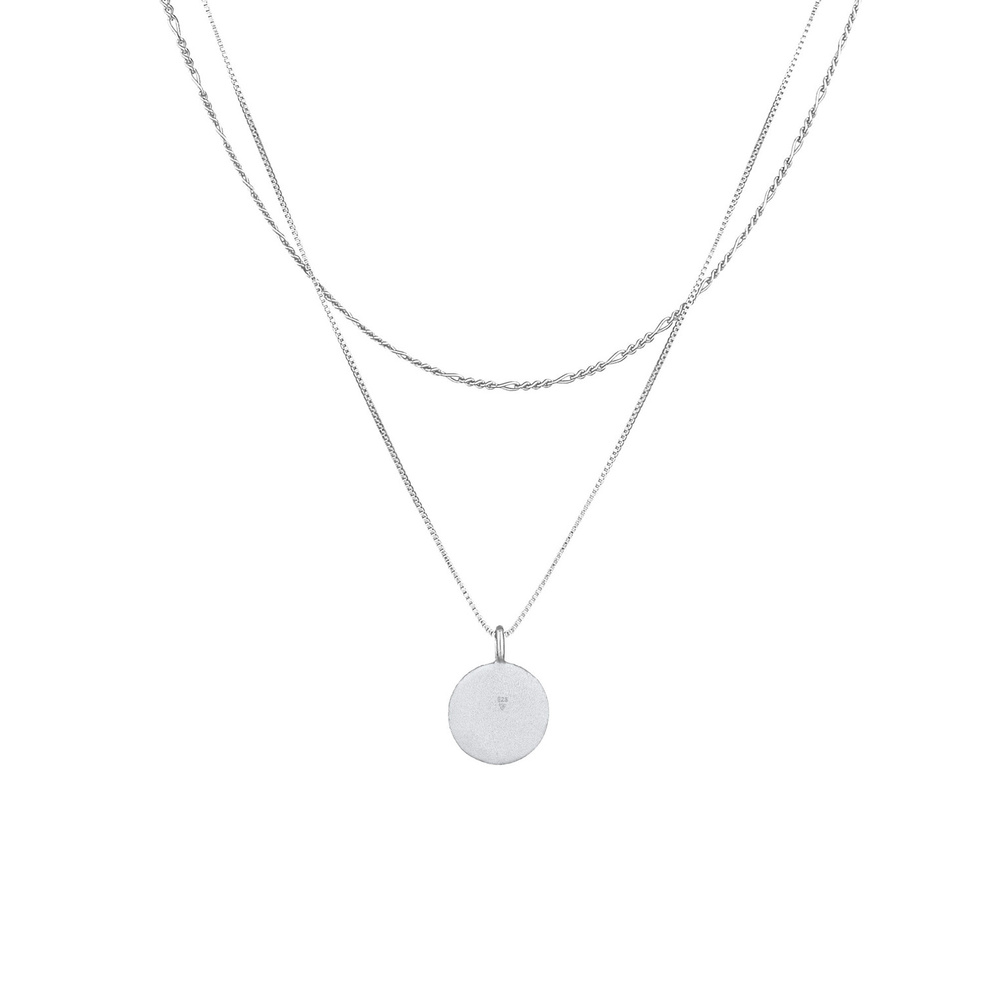 KUZZOI KUZZOI Collier Pendentif Figaro à plaque vénitienne en argent sterling 925 pour h collier