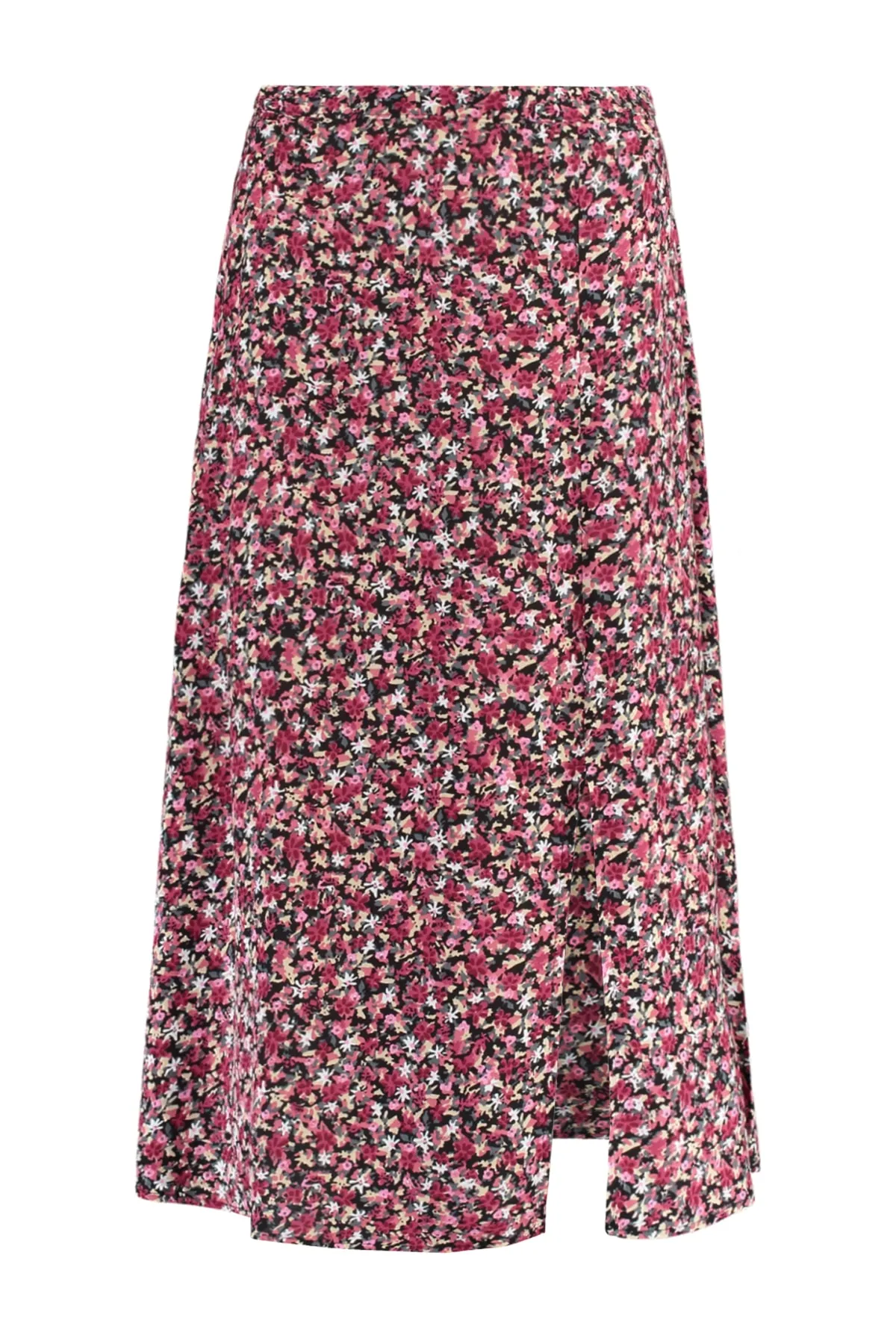 Trendyol Collection  Mehrfarbiger Midirock aus Viskosestoff mit Schlitzdetail und Blumenmuster TWOSS20ET0230