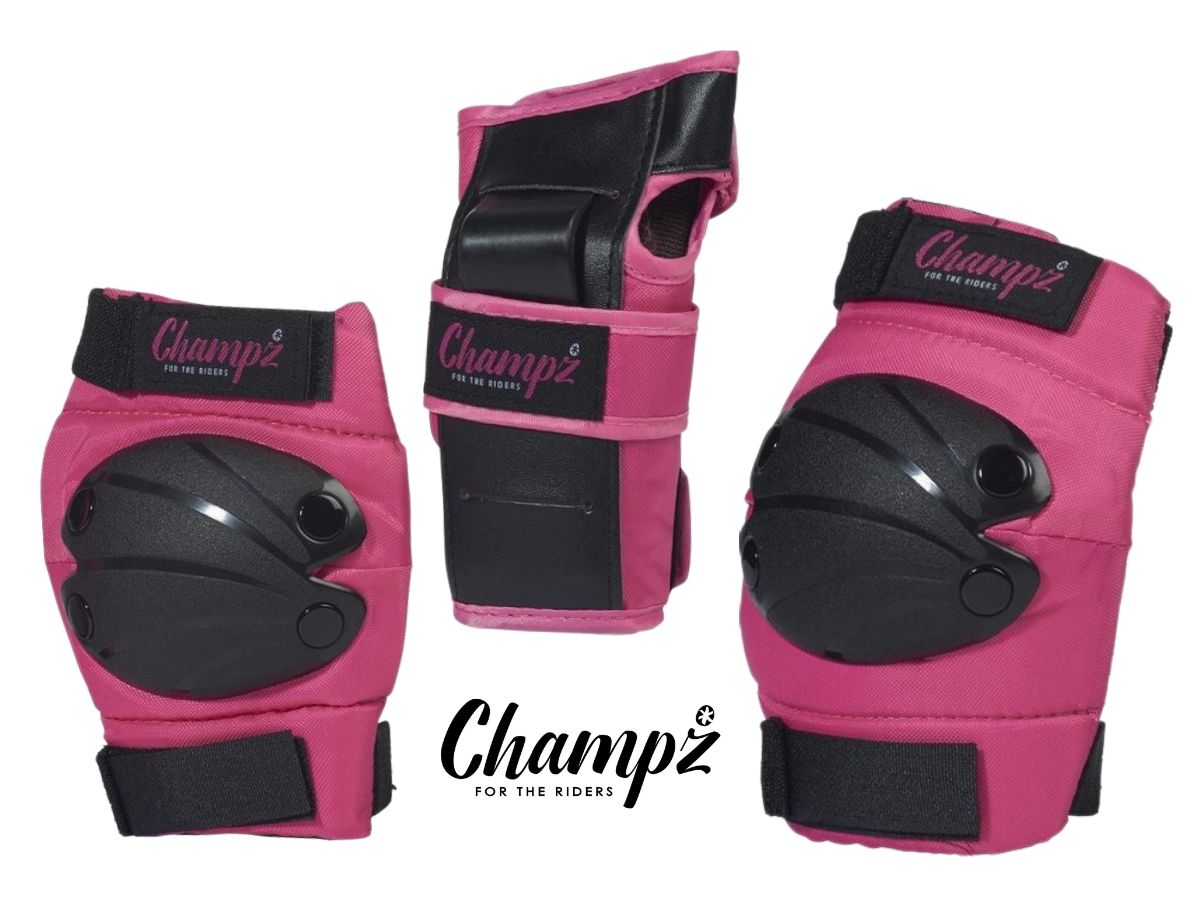 Champz Rosa/Schwarz Kinder Skate Schutzset