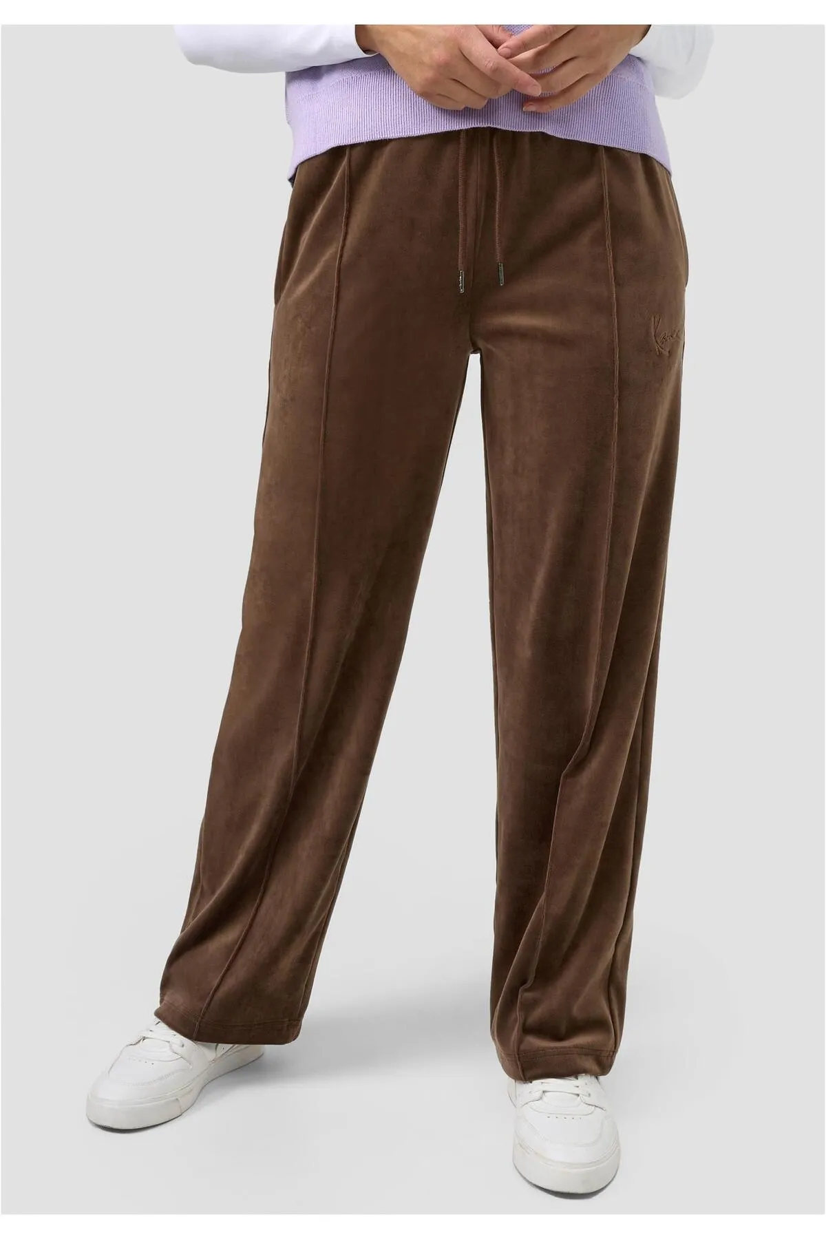 KARL KANI  Damen KW214-046-1 Small Signature Straight Leg Samthose braun