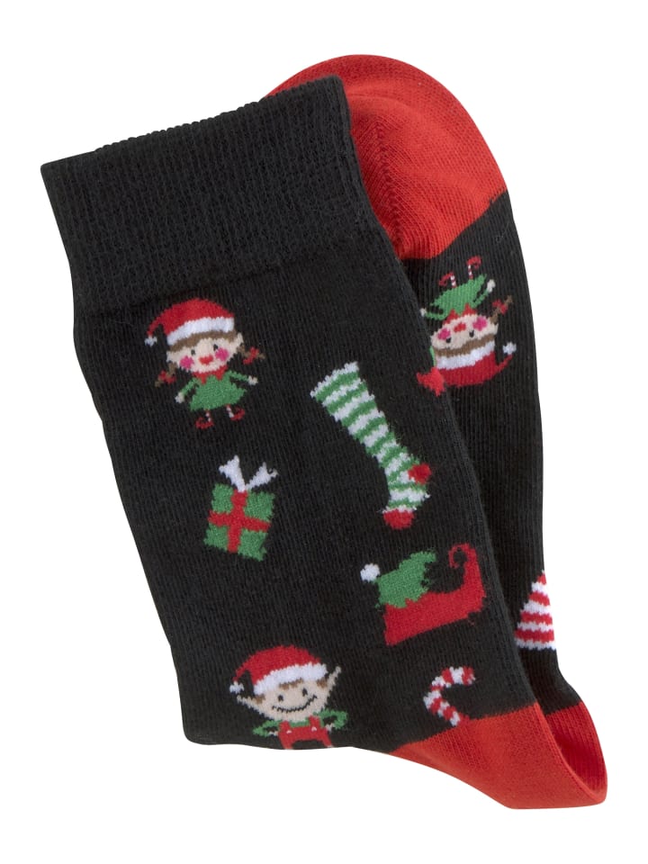 H.I.S Socken in 3x schwarz-rot-gemustert günstig kaufen 35-38