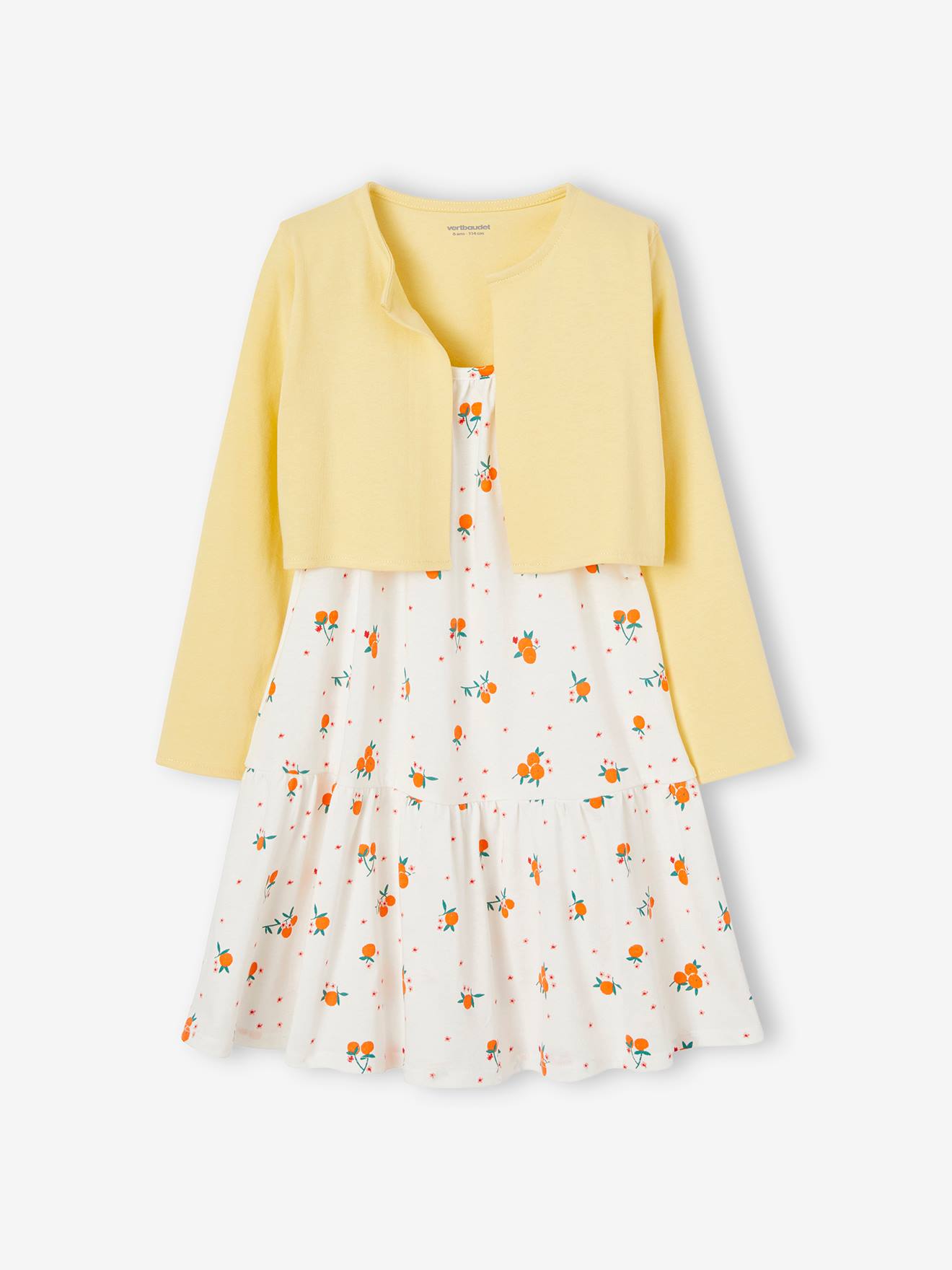 Ensemble robe et boléro fille jaune pâle