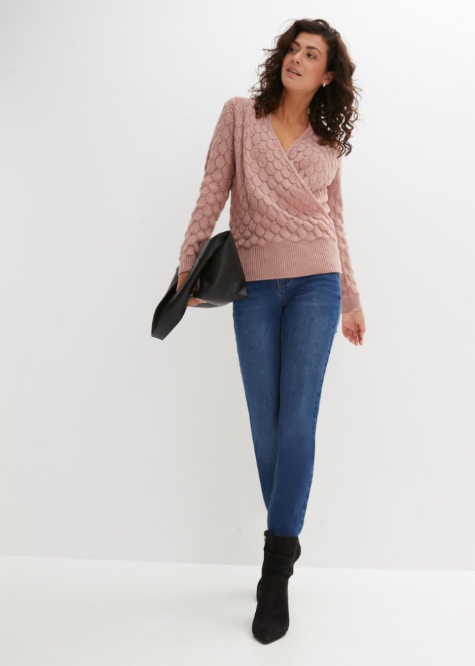 Ajour-Pullover in Wickeloptik