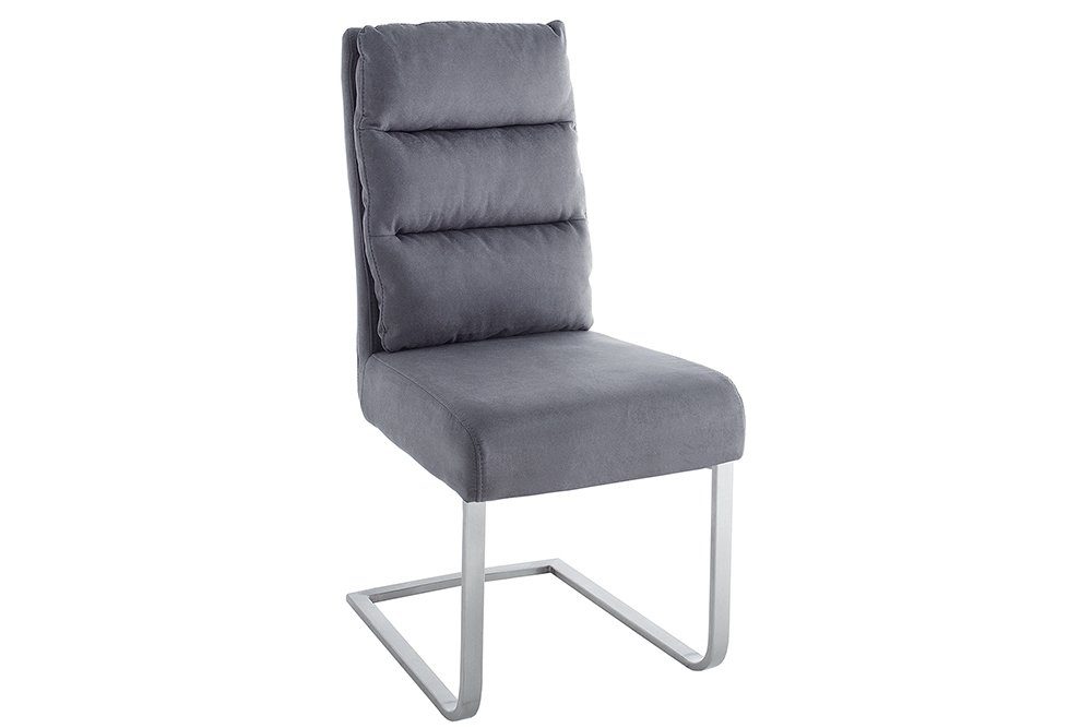 riess-ambiente Freischwinger COMFORT vintage grau / silber, Esszimmer · Microfaser · Edelstahl · Industrial