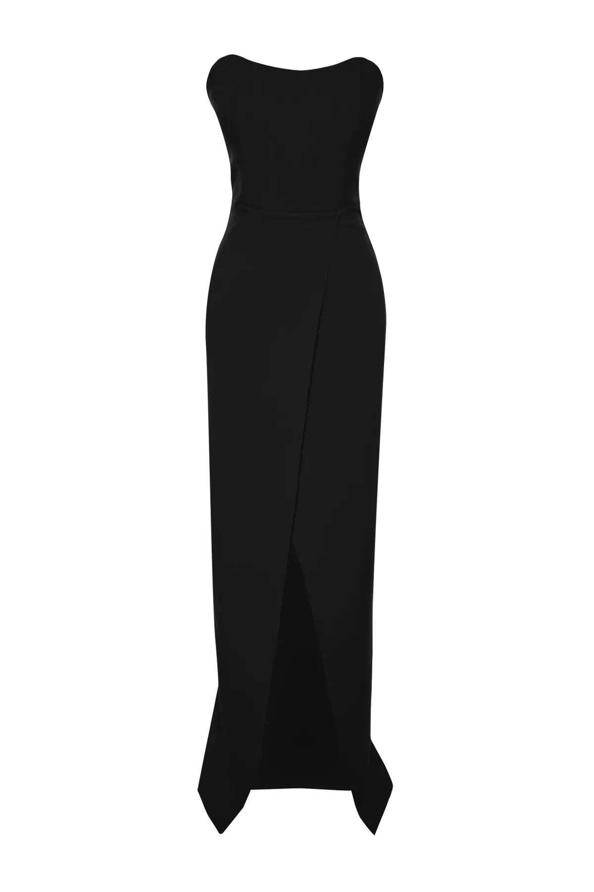Trendyol Collection  Schwarzes, langes Abendkleid mit gewebtem Korsettdetail TPRSS24AE00151