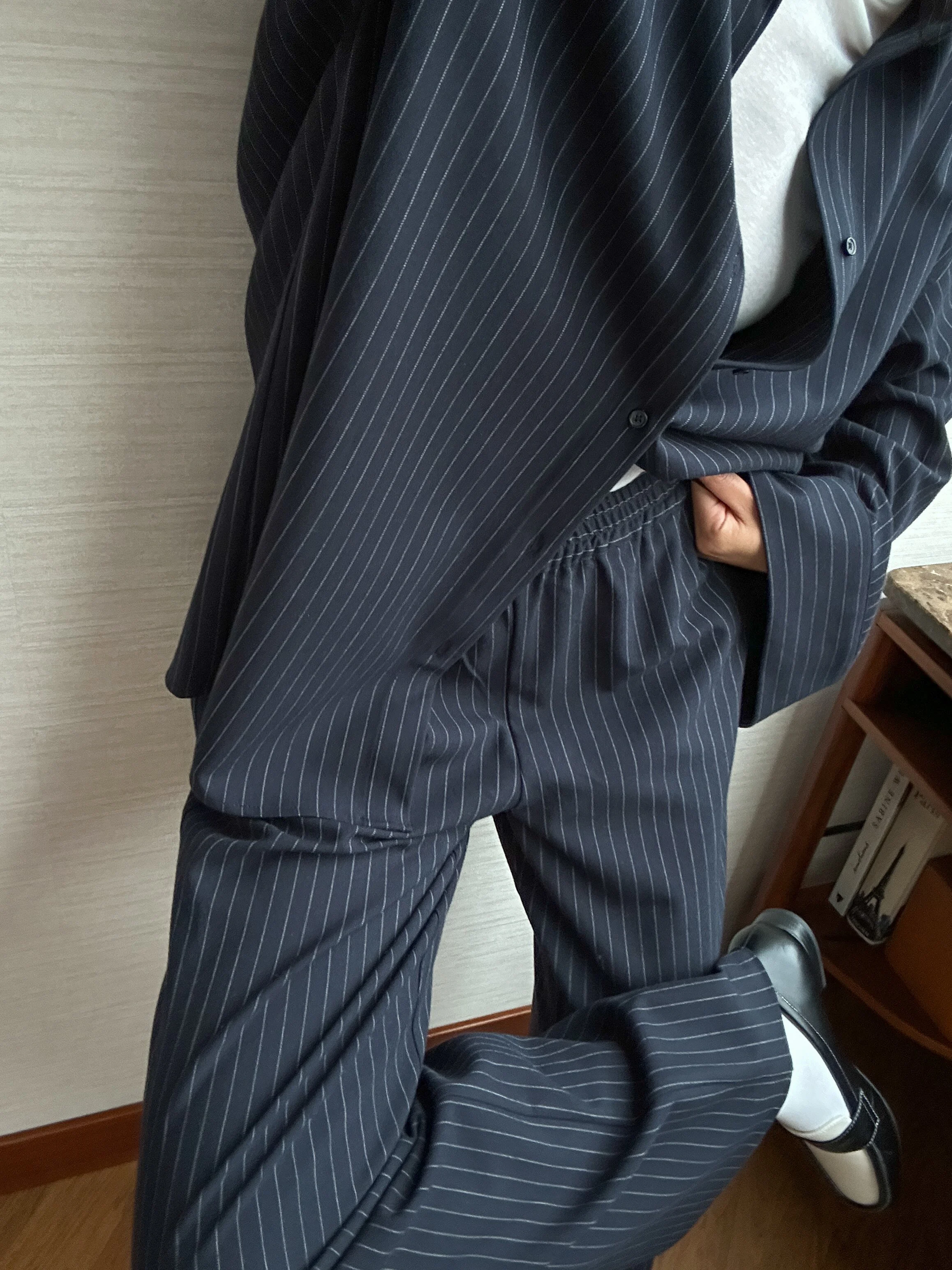 Elastic Mid Waist Pants