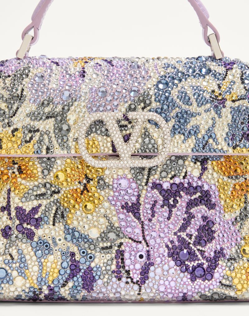 Valentino Garavani Vsling mini-håndtaske med blomstermotiv af rhinsten og juvellogo