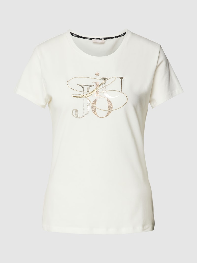 T-Shirt mit Ziersteinbesatz in weiss
