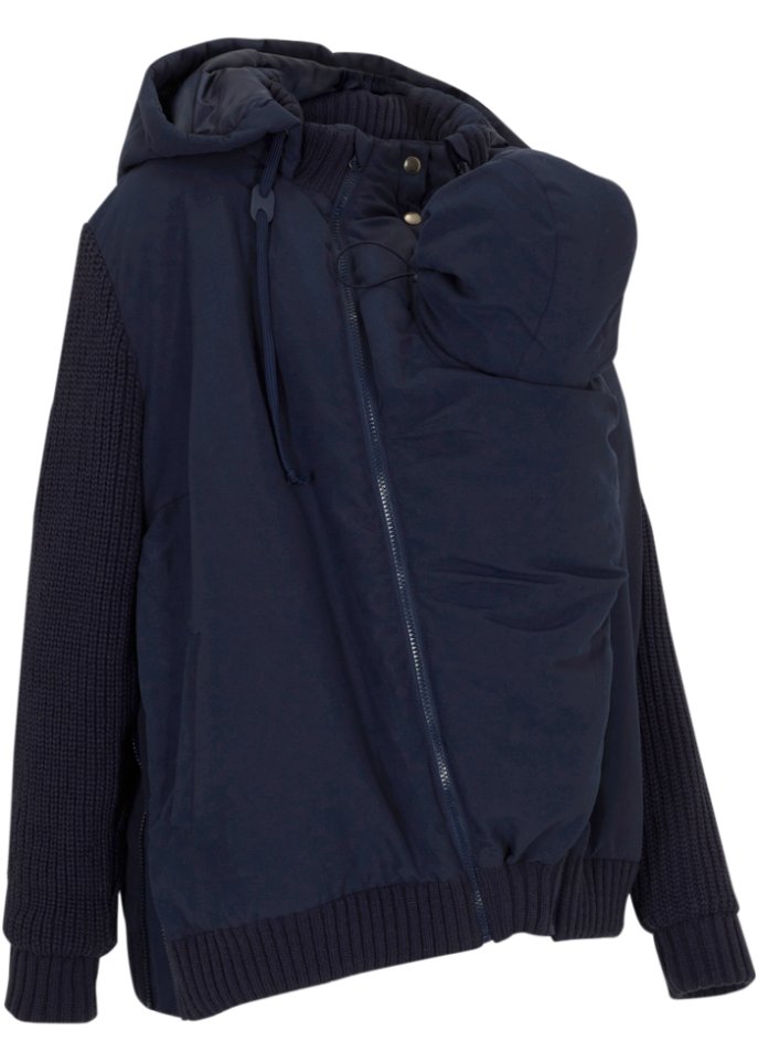 Umstands / Tragejacke mit Strickärmeln und Kapuze