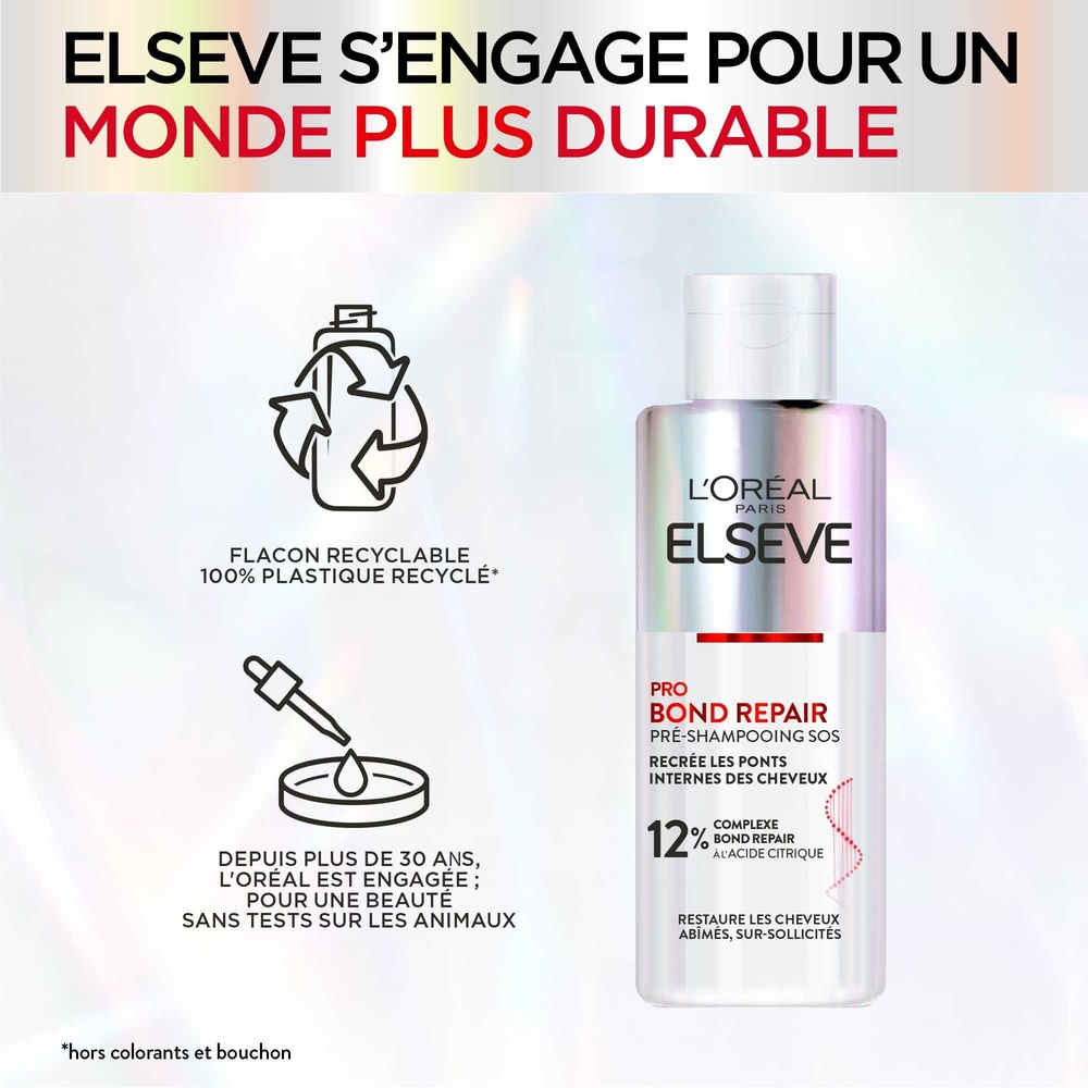 L'Oréal Paris Elseve Pro Bond Repair Pré-Shampooing SOS pour restaurer les cheveux abîmés, sur-sollicités