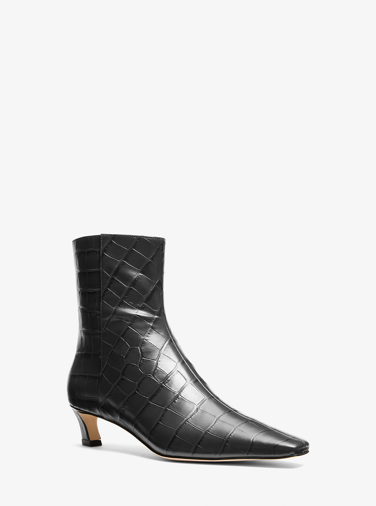 Cosmo Crocodile Embossed Leather Boot - BLACK
