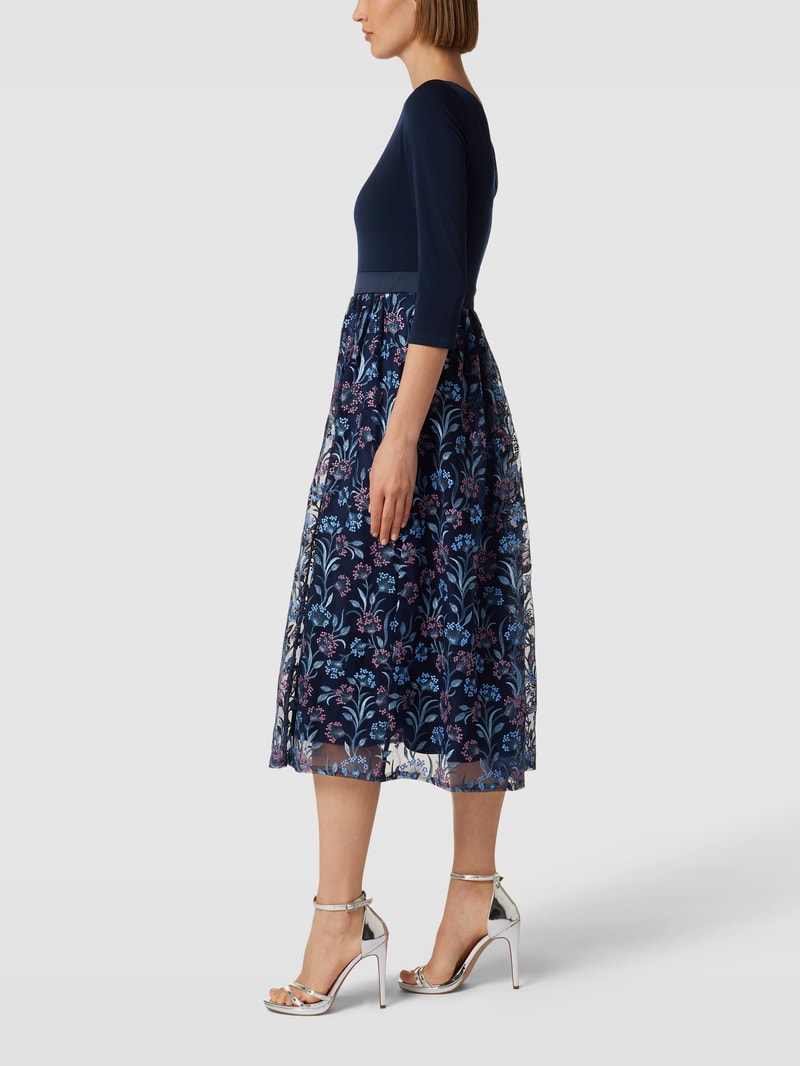 Blusenkleid mit Allover-Muster in dunkelblau