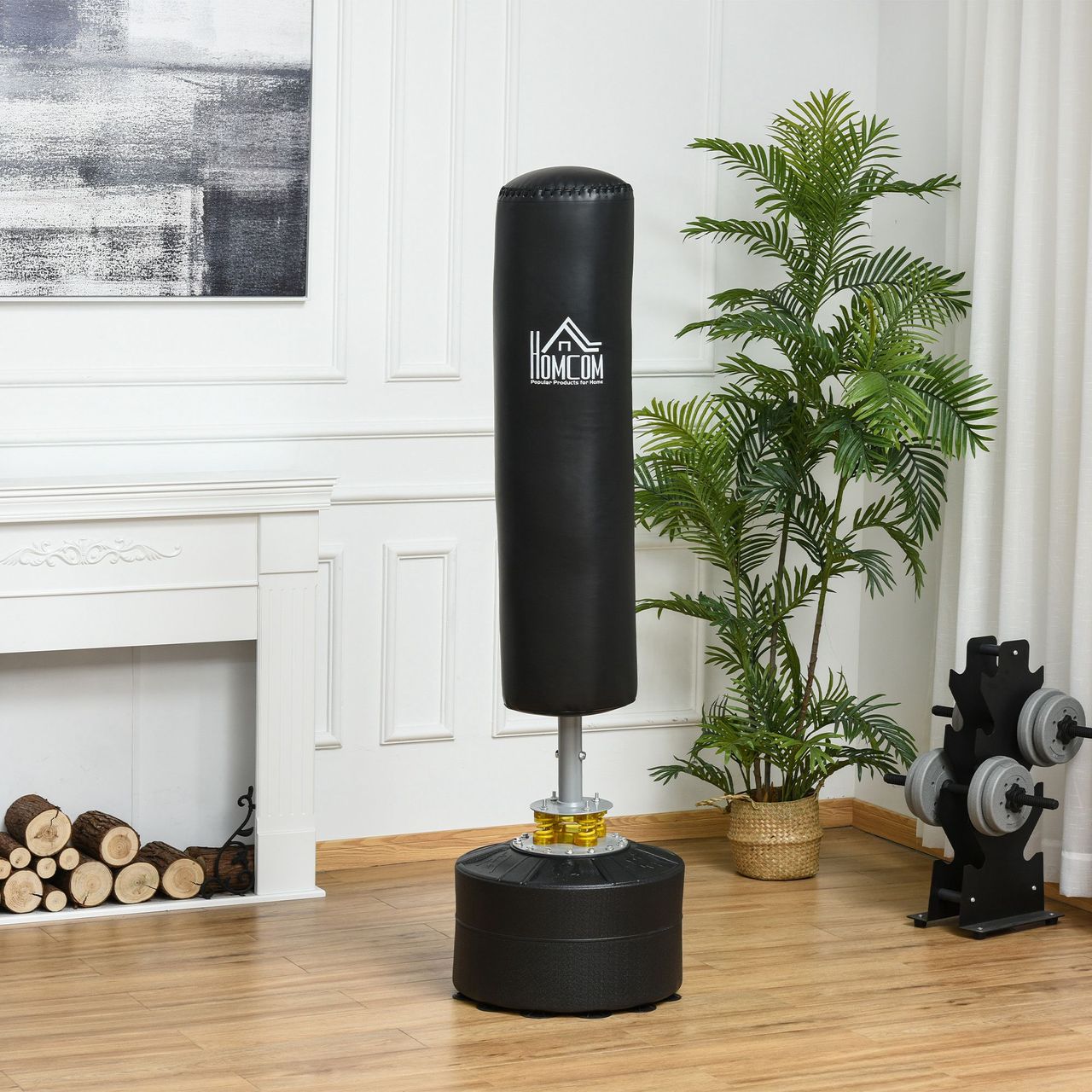 HOMCOM Boxsack Punching-Sack 170 cm Freistehende Erwachsene Boxen Training Anfänger & Profis Schwarz