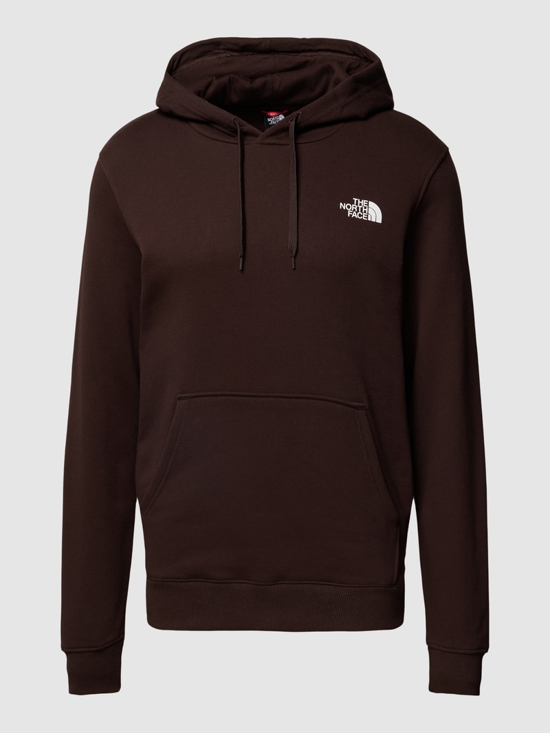 Hoodie mit Label-Print Modell 'Simple Dome' in dunkelbraun
