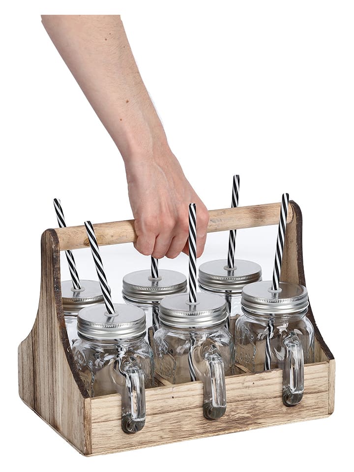 Zeller 7tlg. Trinkgläser-Set in Transparent/ Natur günstig kaufen onesize