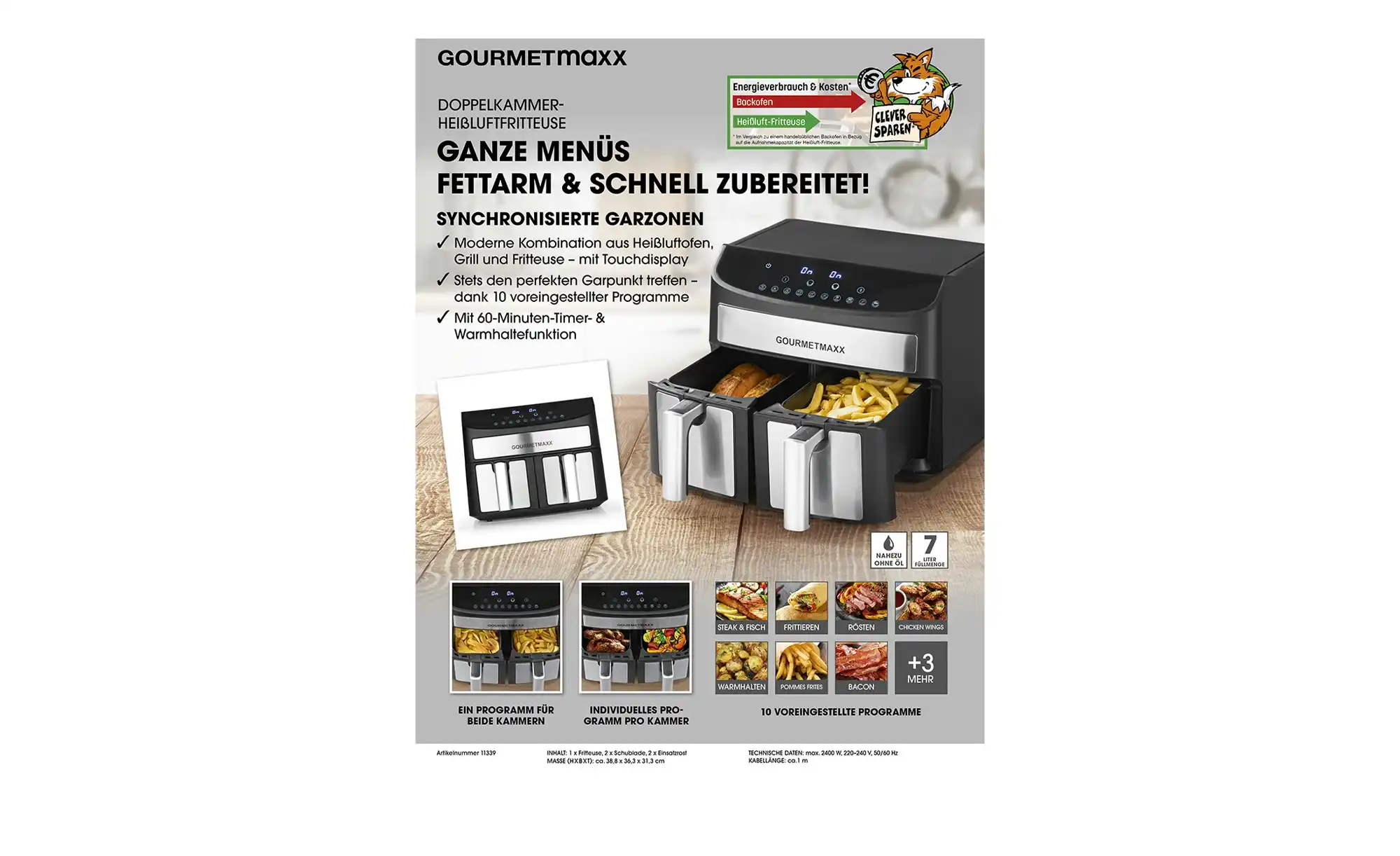 GourmetMaxx Heißluft-Fritteuse 11339