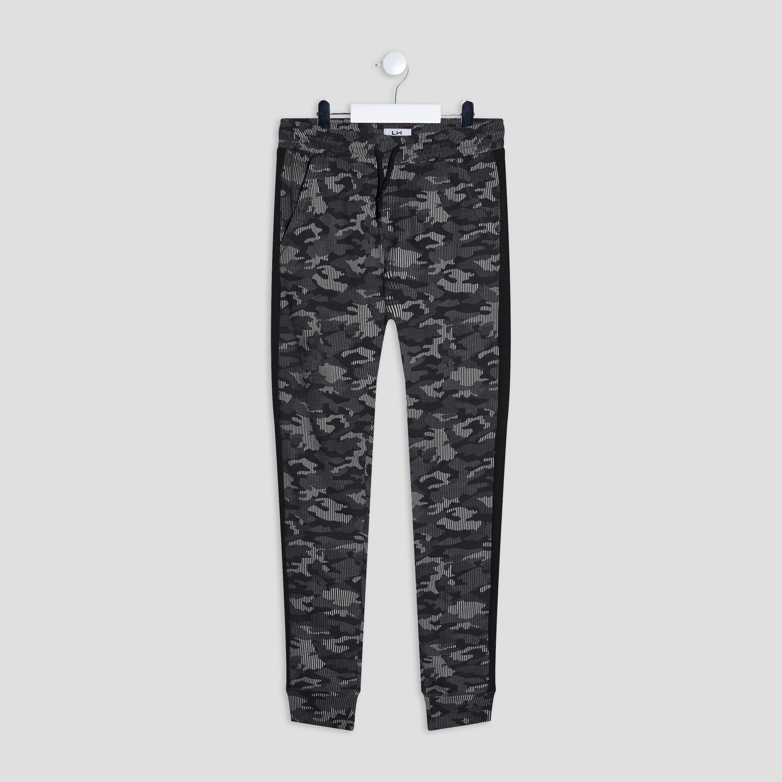 Pantalon jogging avec bandes côtés gris foncé homme | La Halle