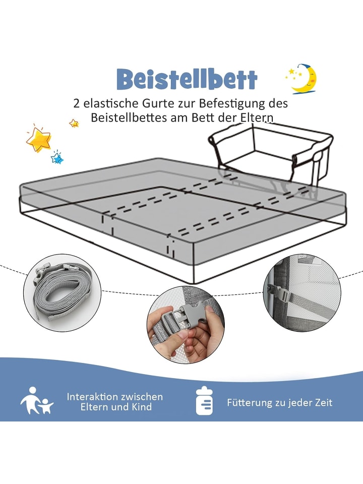 COSTWAY 4 in 1 Babywiege in Grau günstig kaufen 100 x 55 cm