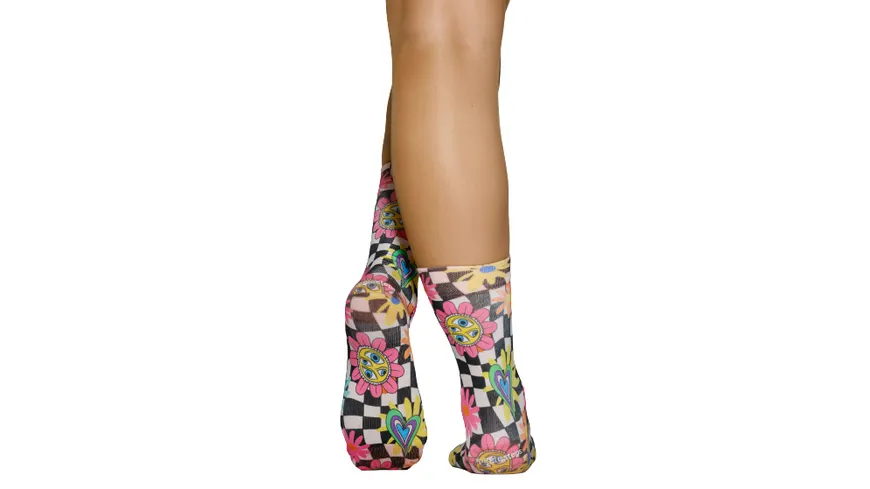 wigglesteps Damen Socken FLOWER CHESS Rose