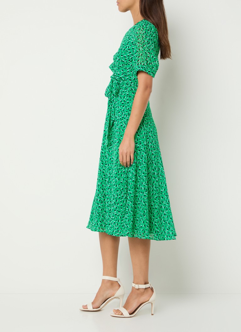 Abito midi a portafoglio Bridget di Hobbs con stampa a foglie