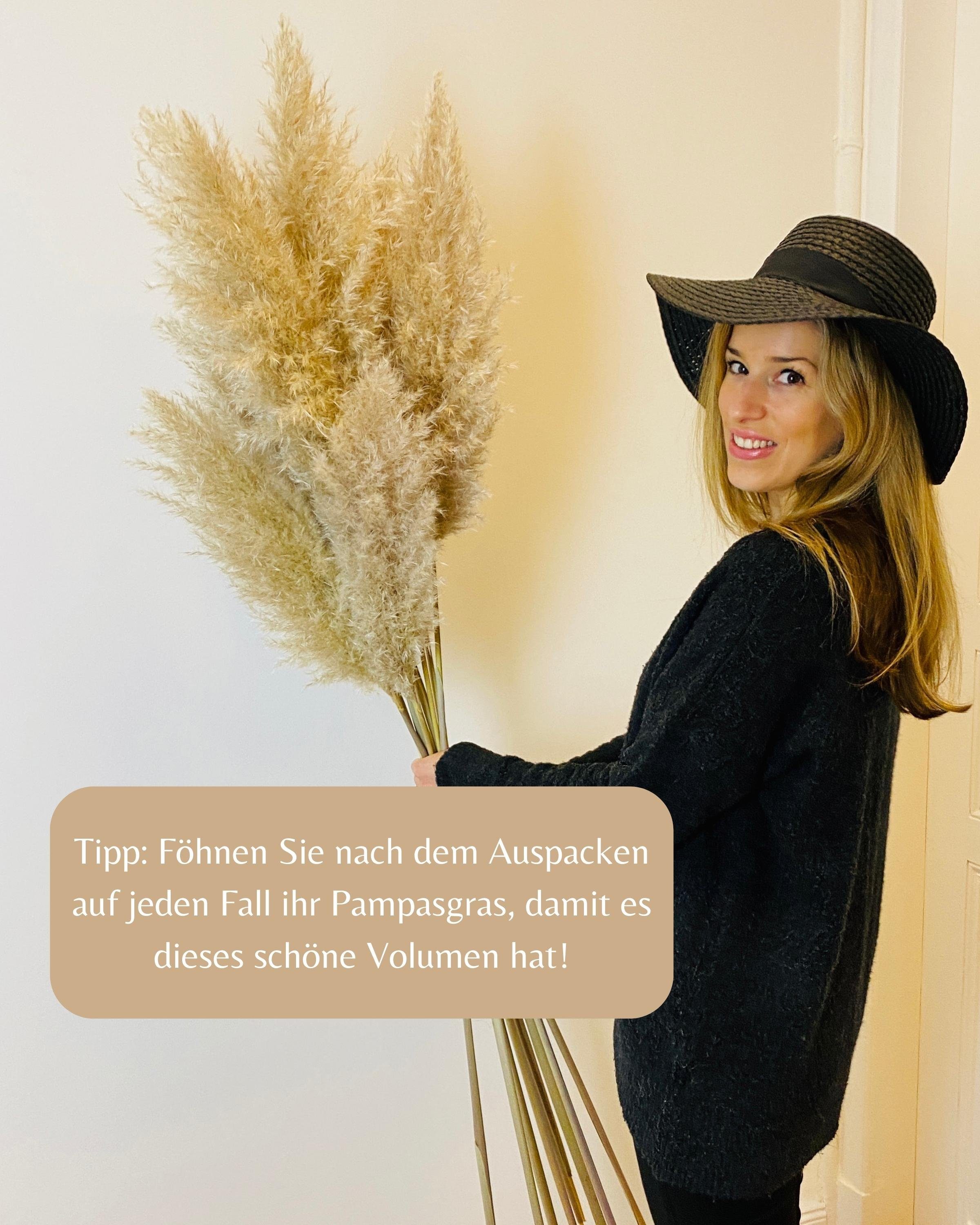Trockenblume Pampasgras groß Deko beige 120 cm lang 3 St Trockenblumen groß Blumen, Nina-Maria's Deko Gold, Höhe 115 cm