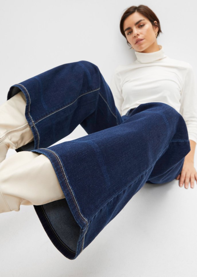 Stretch-Jeans mit extra weitem Bein und Bequembund