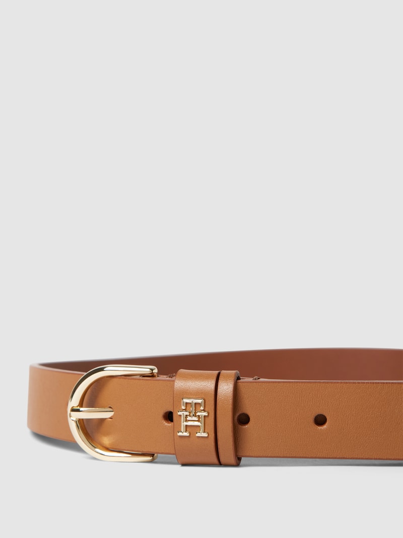 Gürtel mit Label-Applikation in metallic Modell 'TIMELESS' in cognac