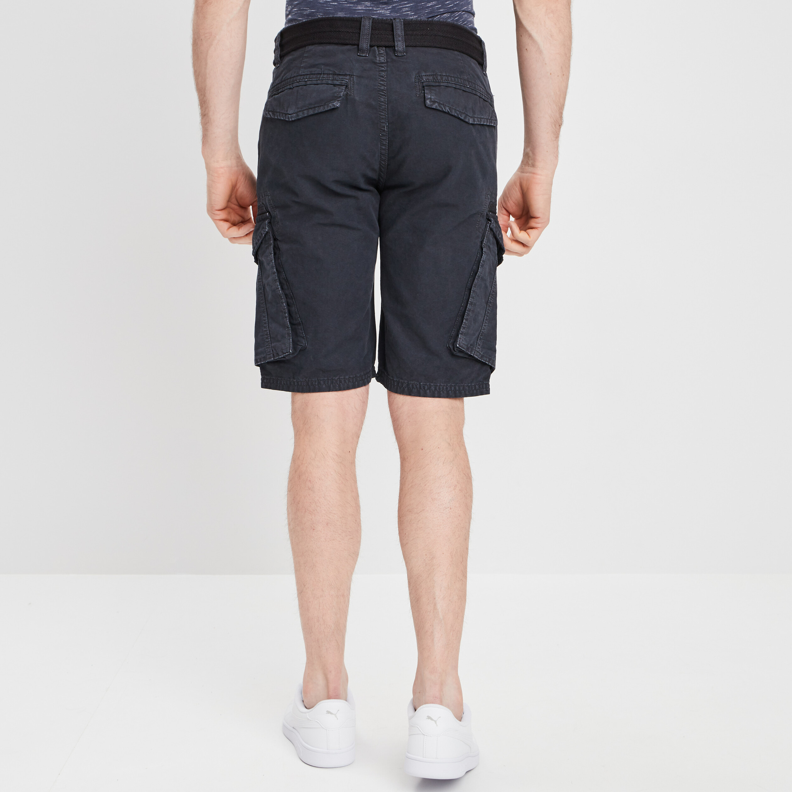 Bermuda regular avec ceinture Trappeur bleu marine homme | La Halle