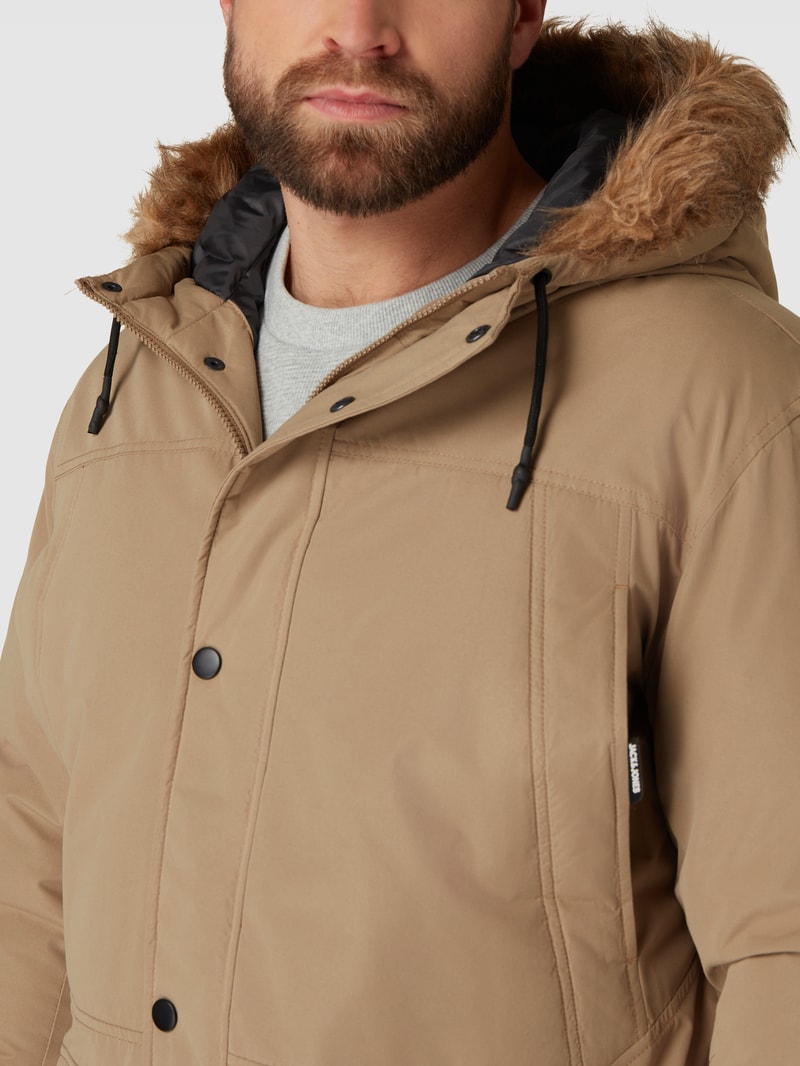 PLUS SIZE Parka mit Kunstfellbesatz in sand