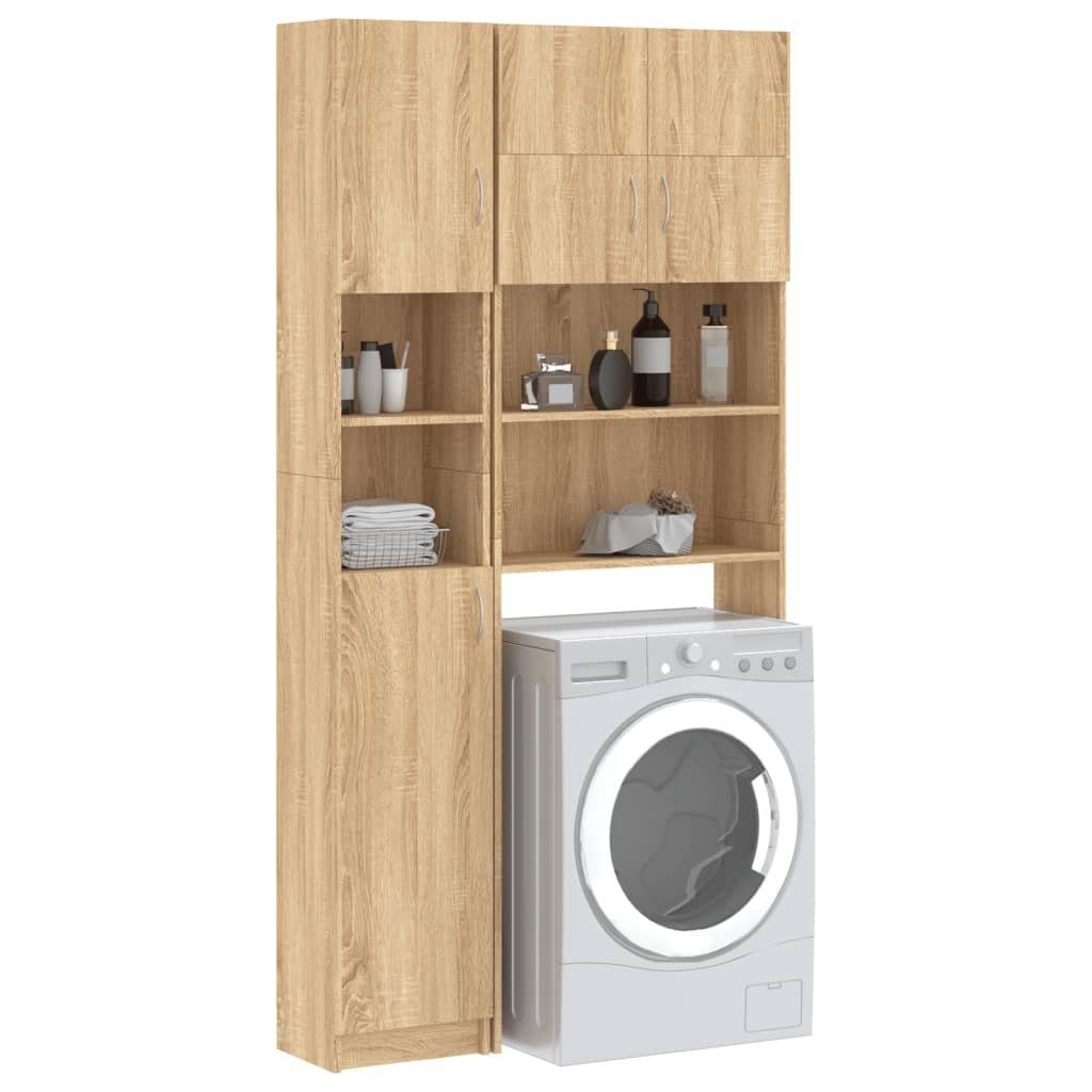 vidaXL Waschmaschinenumbauschrank Waschmaschinenschrank-Set Sonoma-Eiche Holzwerkstoff
