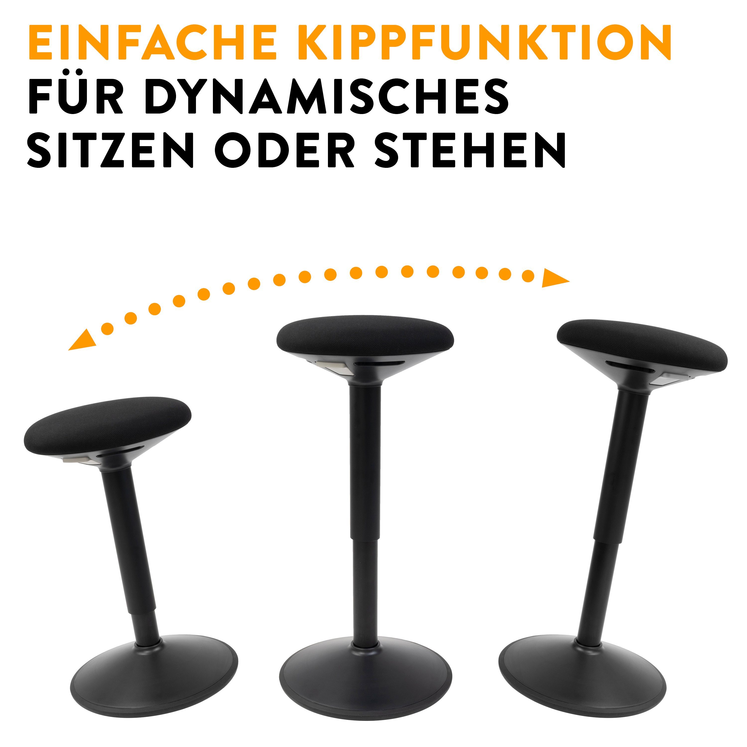 boho office® Stehhilfe, ergonomische Sitzhilfe in Schwarz, höhenverstellbar von 56-81 cm