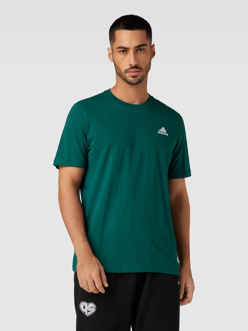 T-Shirt mit Label-Stitching in dunkelgrün